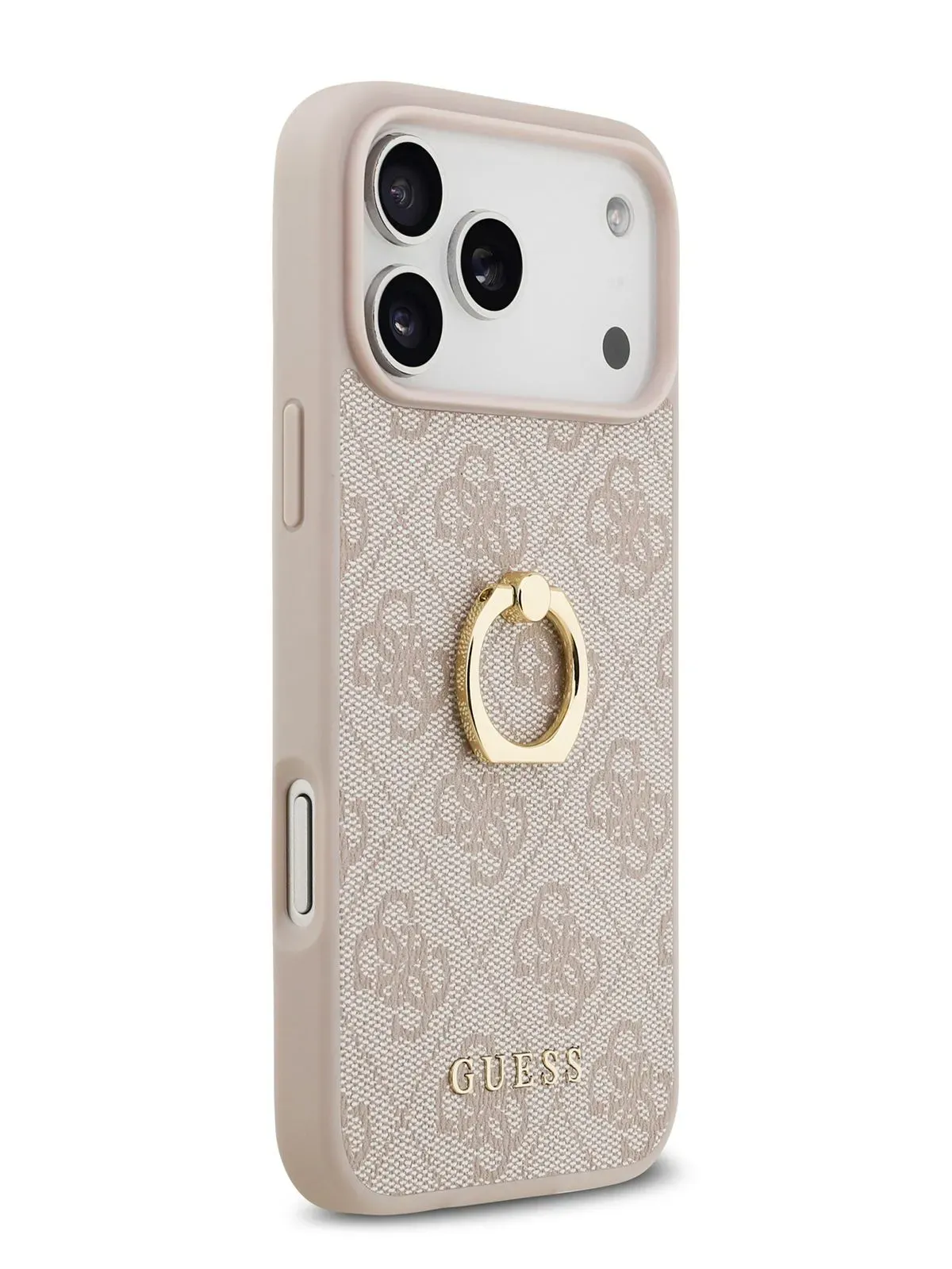 Чехол Guess на iPhone 17 Pro, Leather Ring, розовый, с металлическими кольцом держателемphoto0