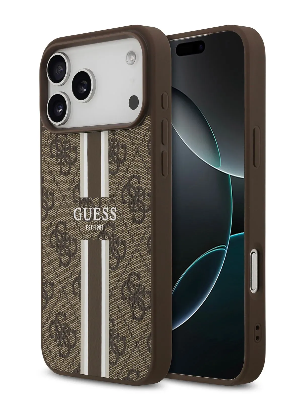 Чехол Guess на iPhone 17 Pro, коричневый, Leather, MagSafephoto4