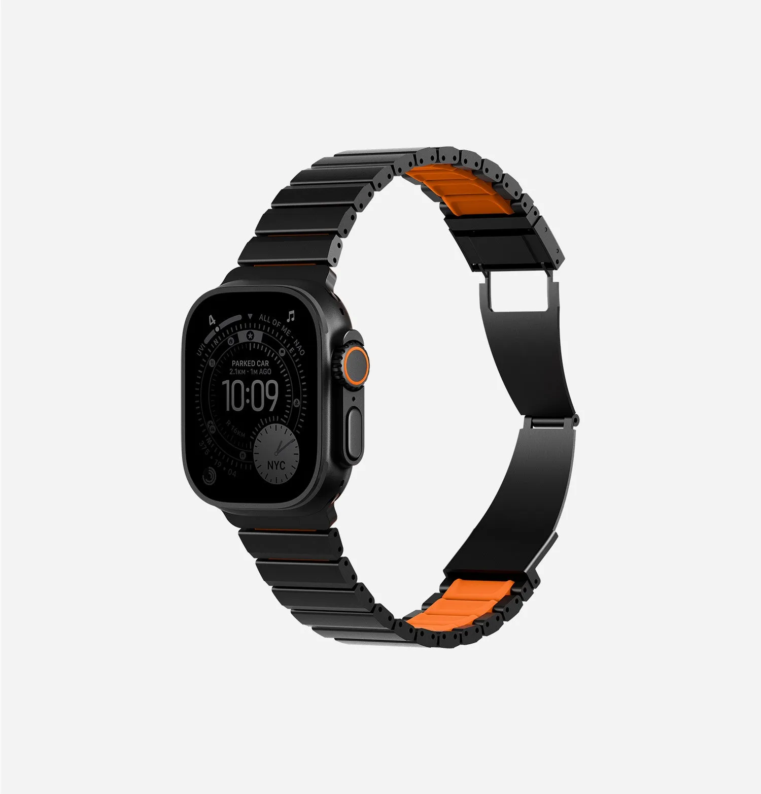 Ремешок UNIQ Strova Flex для Apple Watch 49/46/45/44 мм, черный / оранжевый (Midnightblack Voltorange)photo3