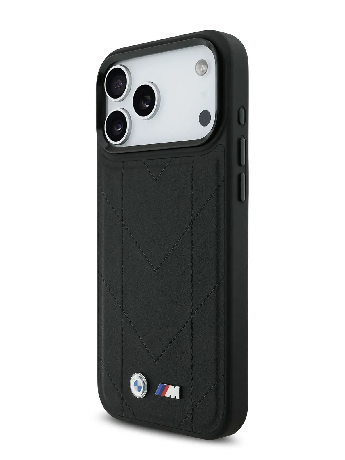 Чехол BMW на iPhone 17 Pro Max, PU Quilted MagSafe, из стеганой экокожи, с металлическим логотипом и рамкой для камеры, M-series, черныйphoto2