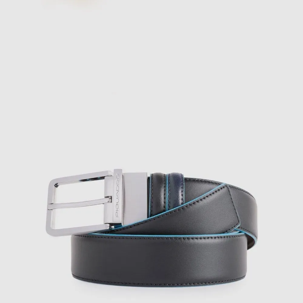 Ремень Piquadro Blue Square CU2619B2/NBLU2, черный/темно-синий (двусторонний)photo4