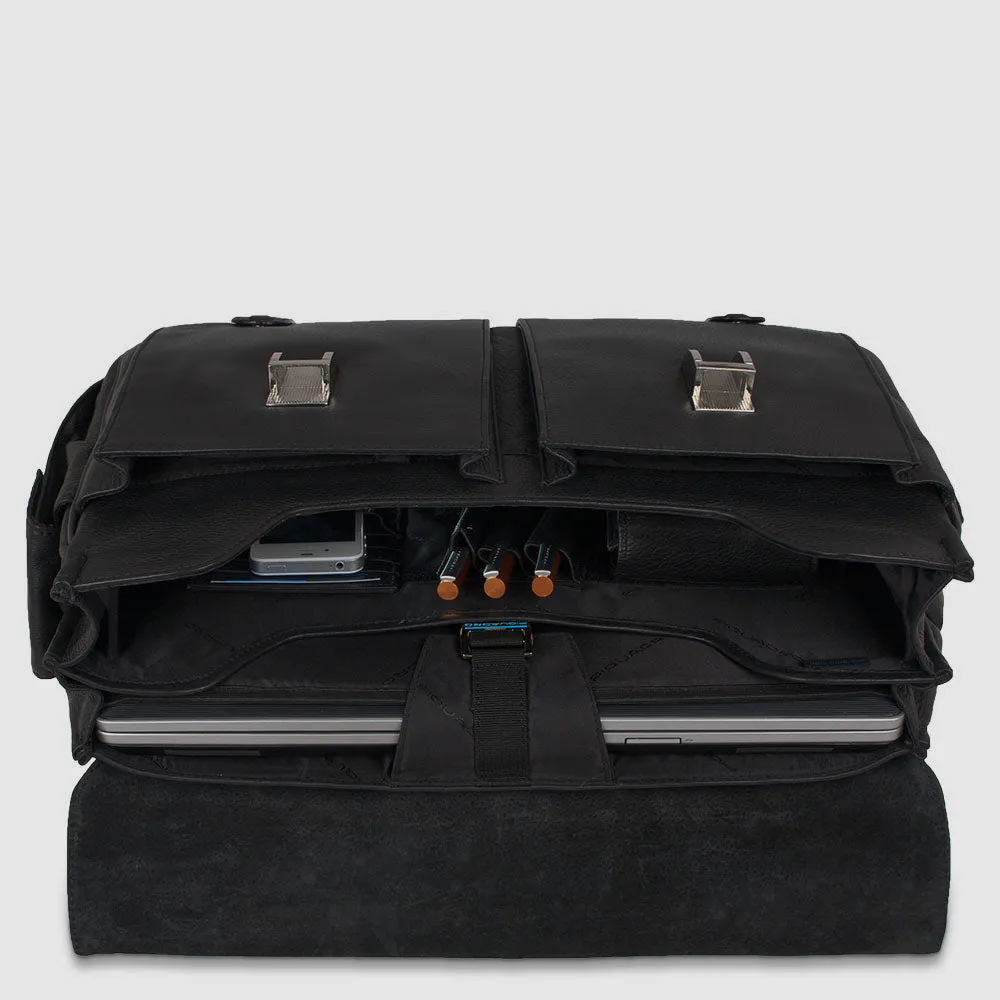 Кожаный портфель-рюкзак для ноутбука 15,6" Piquadro CA1068MO/N, чёрныйphoto3