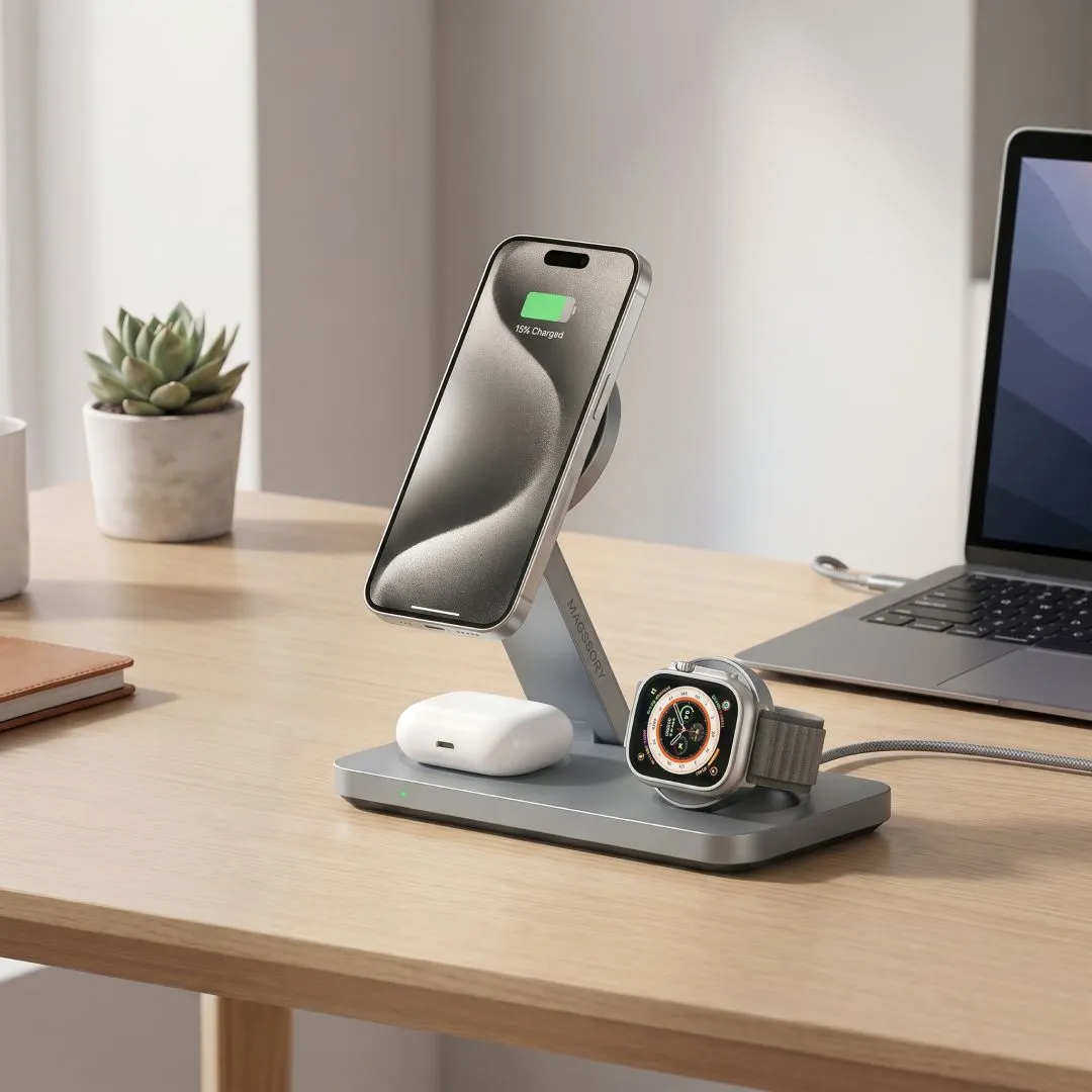 Зарядная станция 3 в 1 Magssory Yoga для Apple Qi2 Midnightphoto12
