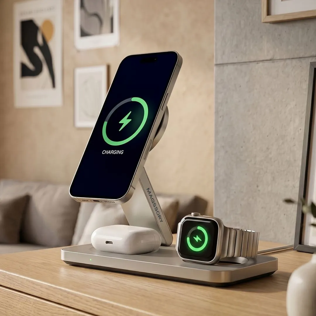 Зарядная станция 3 в 1 Magssory Yoga для Apple Qi2 Titanphoto11