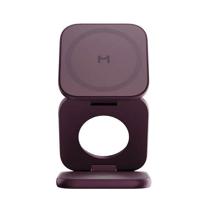 Складное беспроводное зарядное устройство 3 в 1 Magssory Fold Ultra для Apple Burgundyphoto5