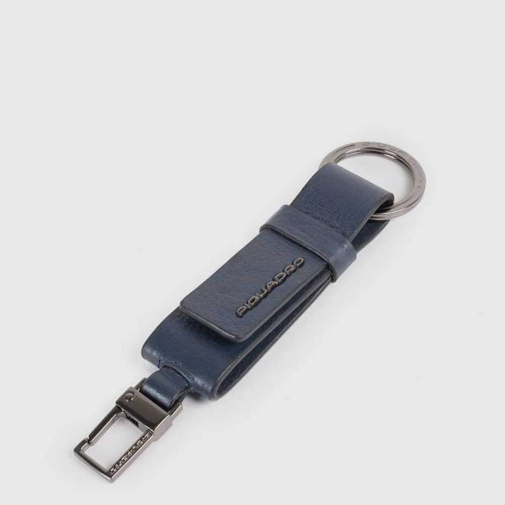 Плоский кожаный брелок для ключей с карабином Piquadro PC3751MOS/BLU, синийphoto0