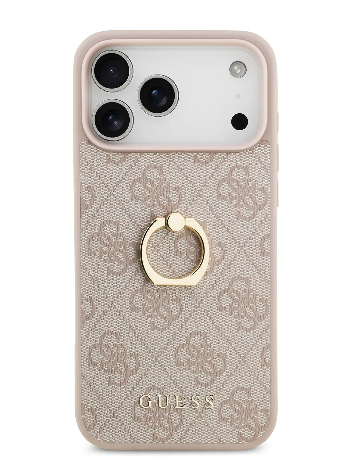 Чехол Guess на iPhone 17 Pro, Leather Ring, розовый, с металлическими кольцом держателемphoto1