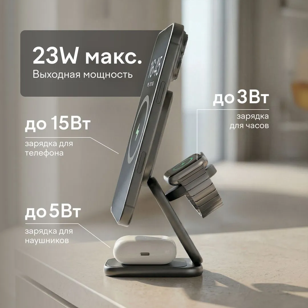 Зарядная станция Magssory Fold Pro 3 в 1 Midnightphoto11