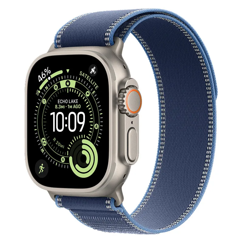 Apple Watch Ultra 3, 49 мм корпус из титана, ремешок Trail синего цветаphoto0