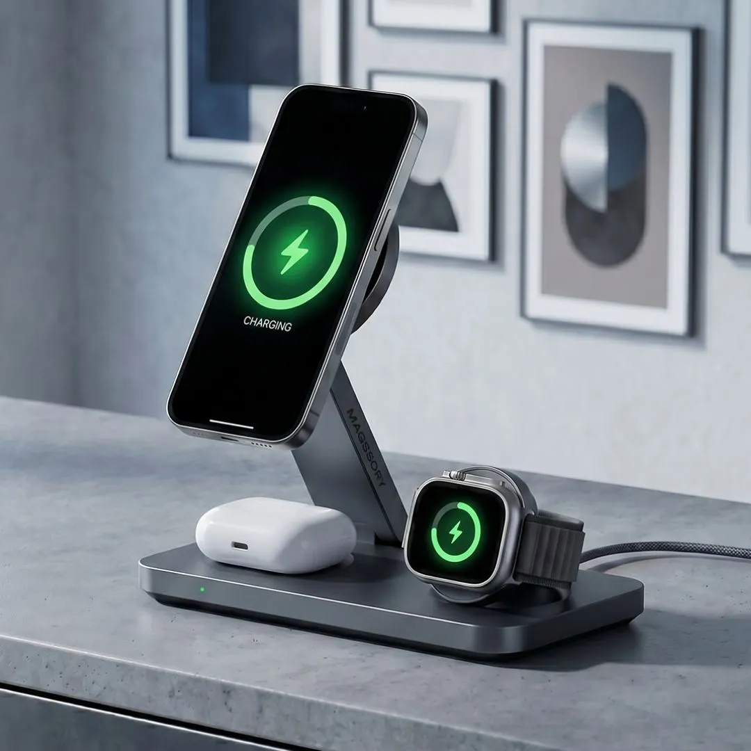 Зарядная станция 3 в 1 Magssory Yoga для Apple Qi2 Midnightphoto14