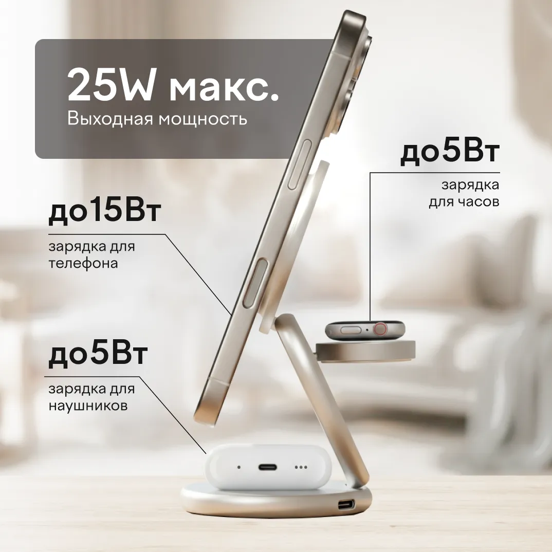 Зарядная станция Magssory Disc Signature Edition 3 в 1 для Apple Titanphoto11