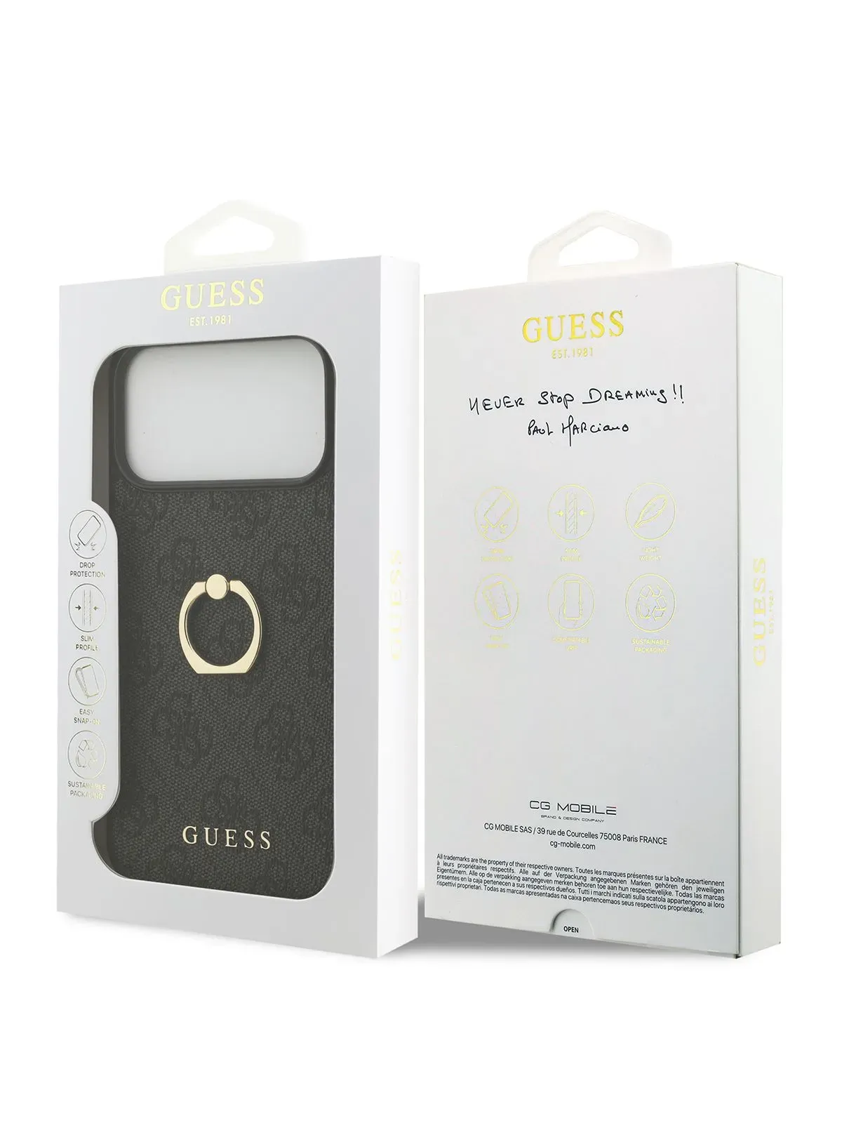 Чехол Guess на iPhone 17 Pro, Leather Ring, черный, с металлическими кольцом держателемphoto7
