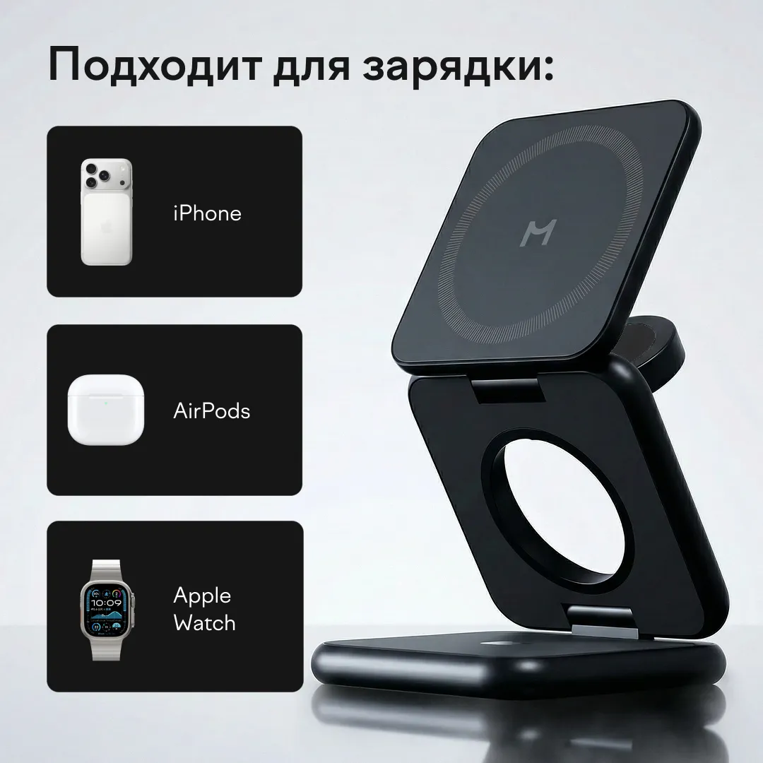 Зарядная станция Magssory Fold Pro 3 в 1 Blackphoto13