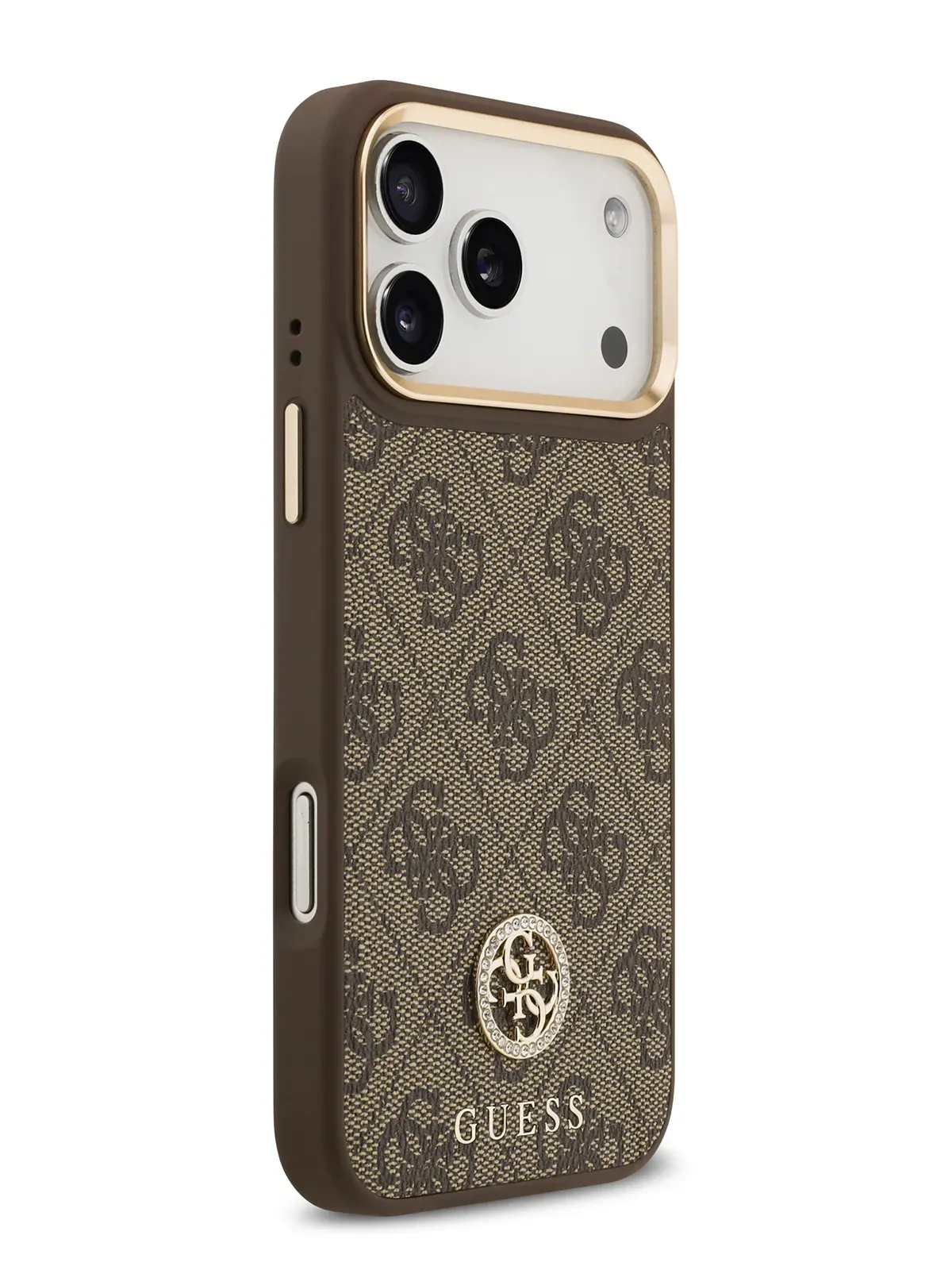 Чехол Guess на iPhone 17 Pro Max,  Leather, MagSafe, коричневый, Diamondphoto0