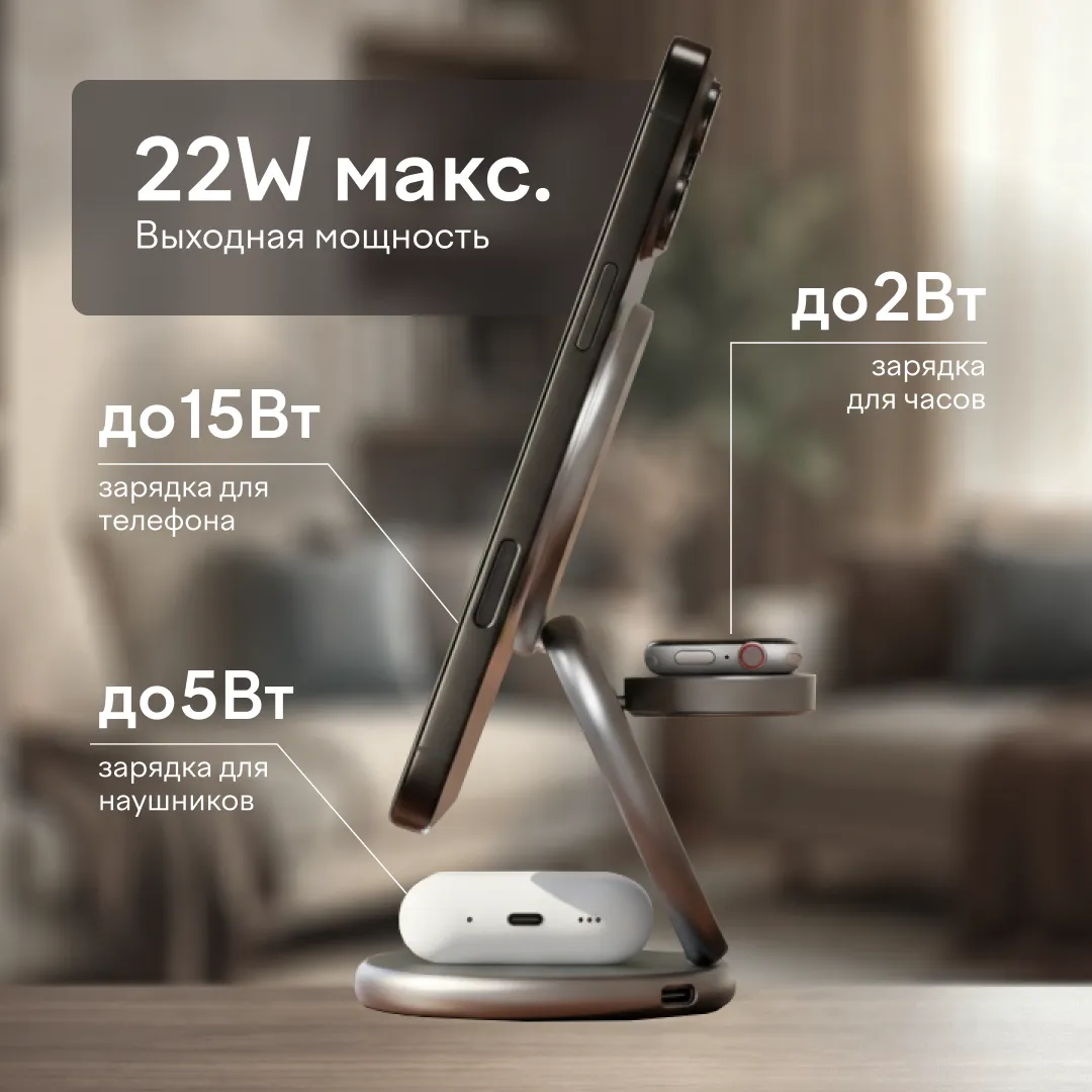 Зарядная станция Magssory Disc Signature Edition 3 в 1 для Apple Midnightphoto12