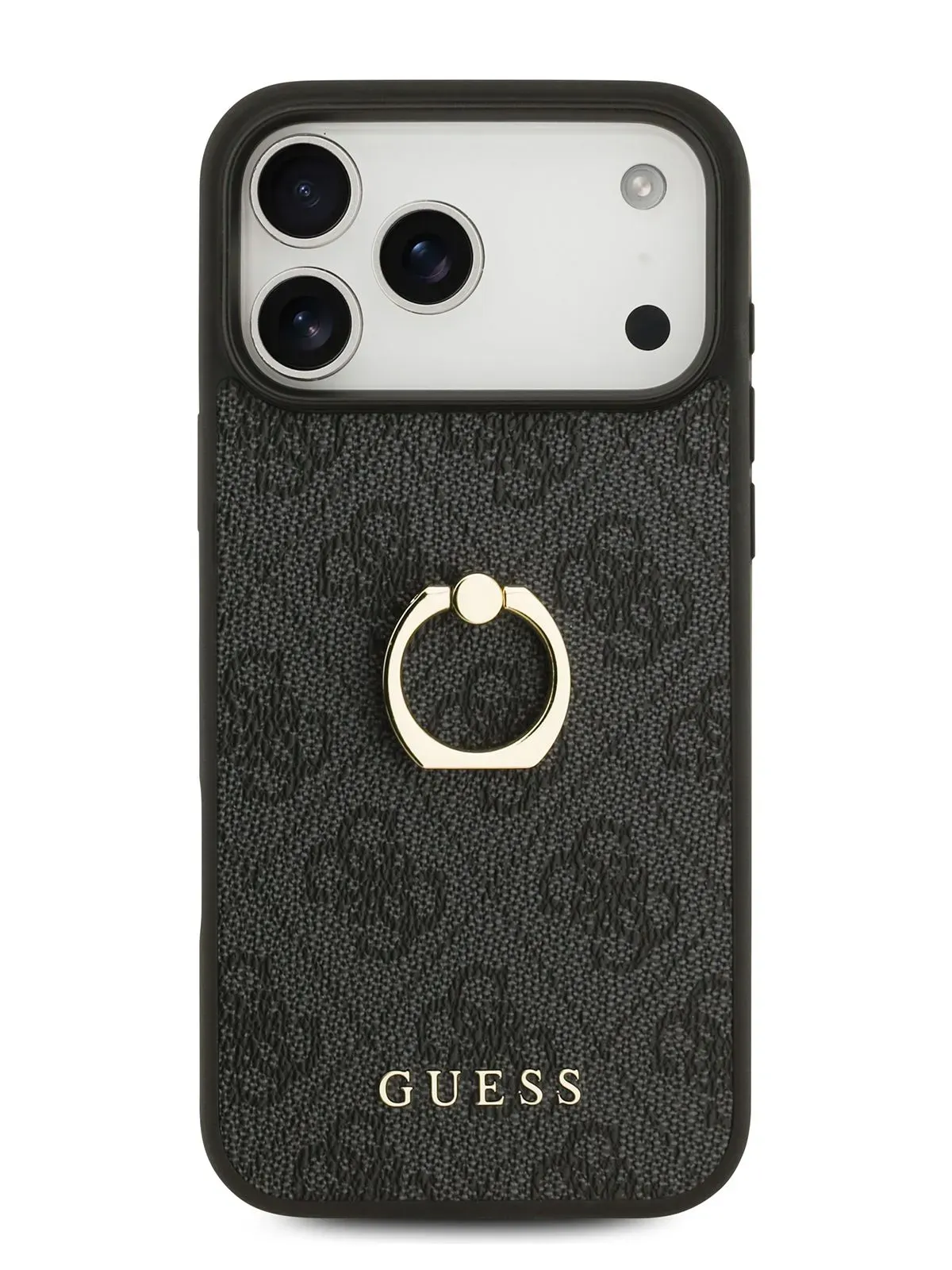 Чехол Guess на iPhone 17 Pro, Leather Ring, черный, с металлическими кольцом держателемphoto1
