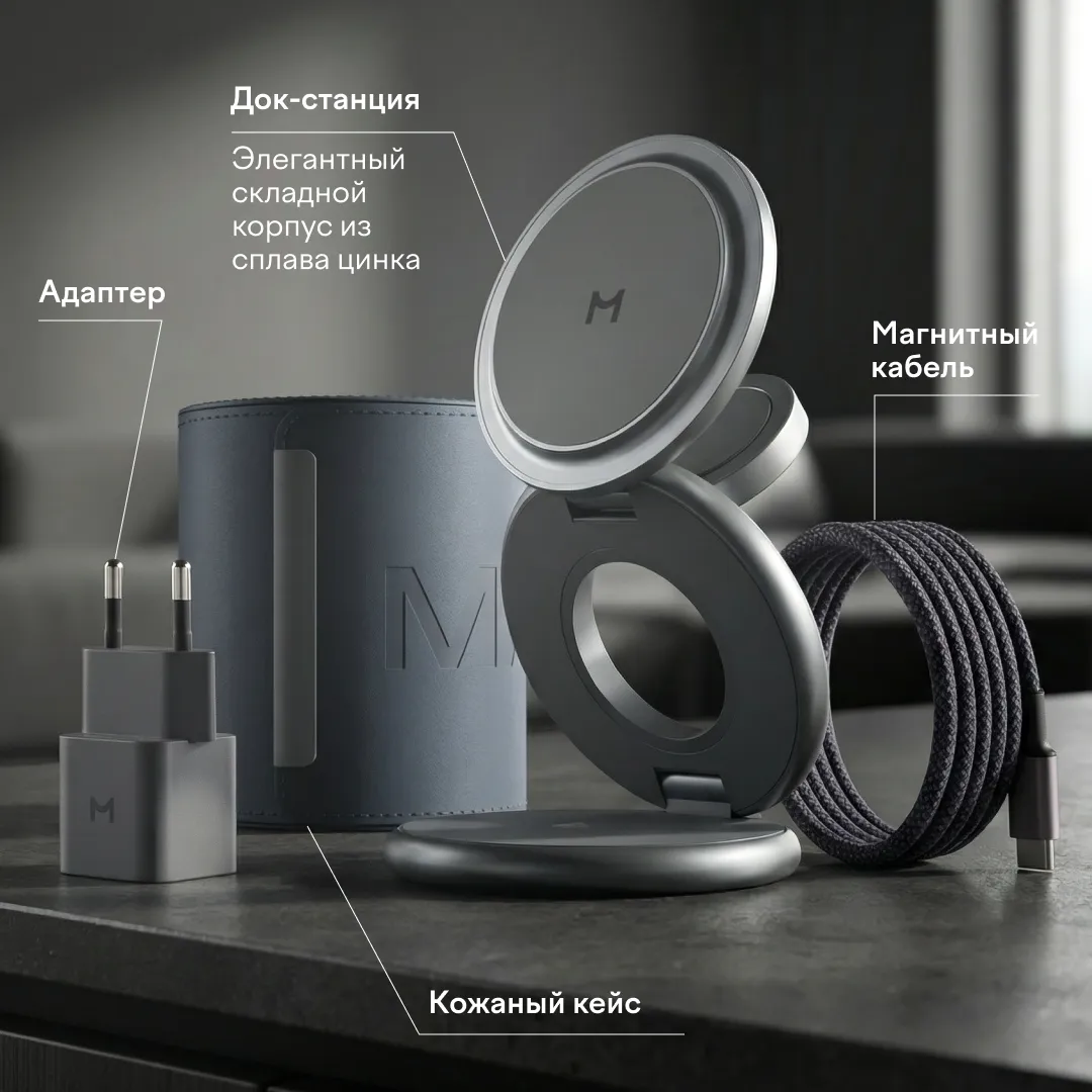 Зарядная станция Magssory Disc Signature Edition 3 в 1 для Apple Midnightphoto14