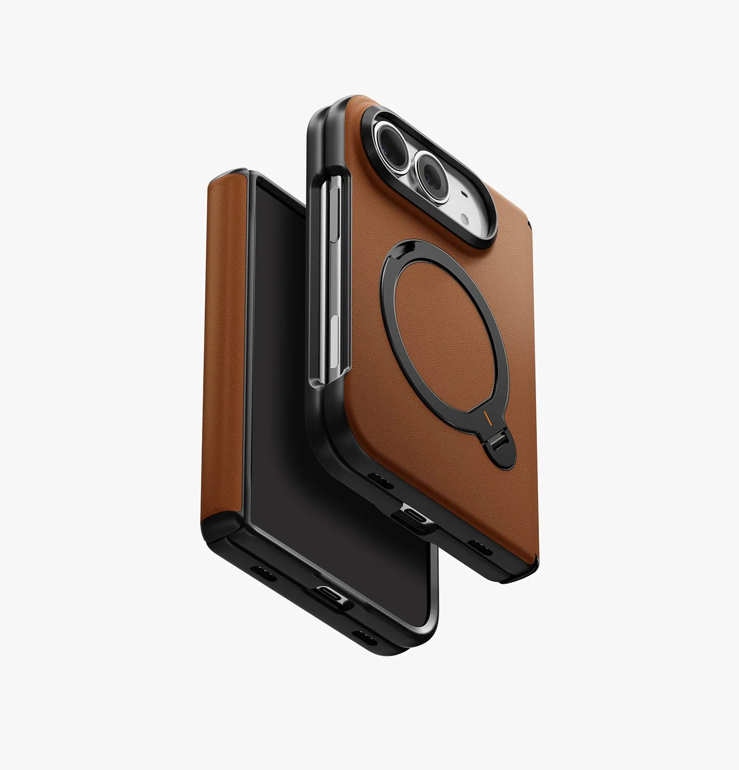 Чехол UNIQ Elix Q-Fold 360 Leather для iPhone Duo, коричневый (caramel)photo0