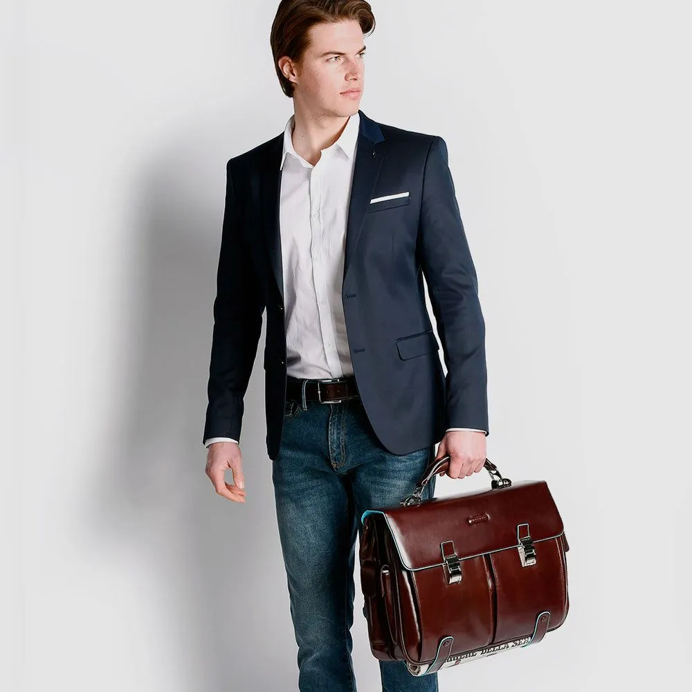 Кожаный портфель для ноутбука 15,6", носится как рюкзак Piquadro CA1068B2/BLU2, синийphoto0