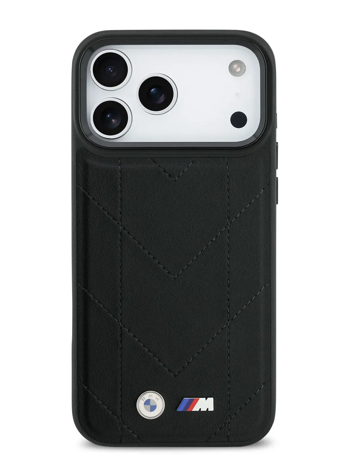 Чехол BMW на iPhone 17 Pro Max, PU Quilted MagSafe, из стеганой экокожи, с металлическим логотипом и рамкой для камеры, M-series, черныйphoto1