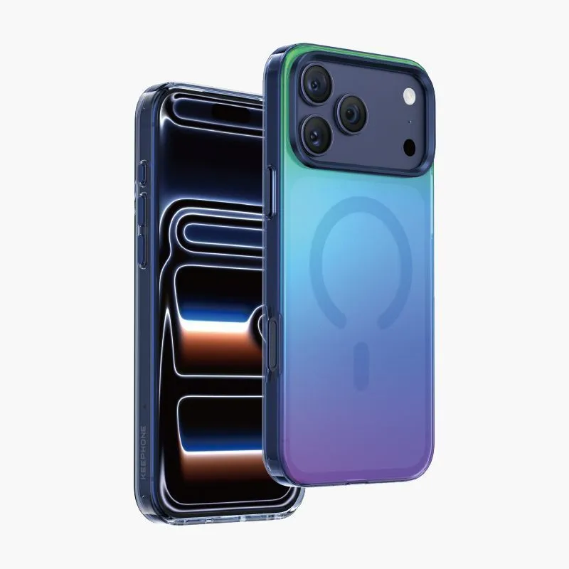 Чехол защитный KEEPHONE RAINBOW для iPhone 17 Pro / iPhone 18 Pro, градиентный сияющий серебристыйphoto1
