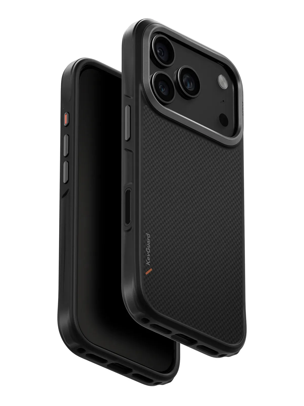 Чехол Uniq на iPhone 17 Pro, KEVA MagSafe, ударопрочный из кевлара, с алюминиевой защитой камеры, матовый под карбон, черныйphoto1
