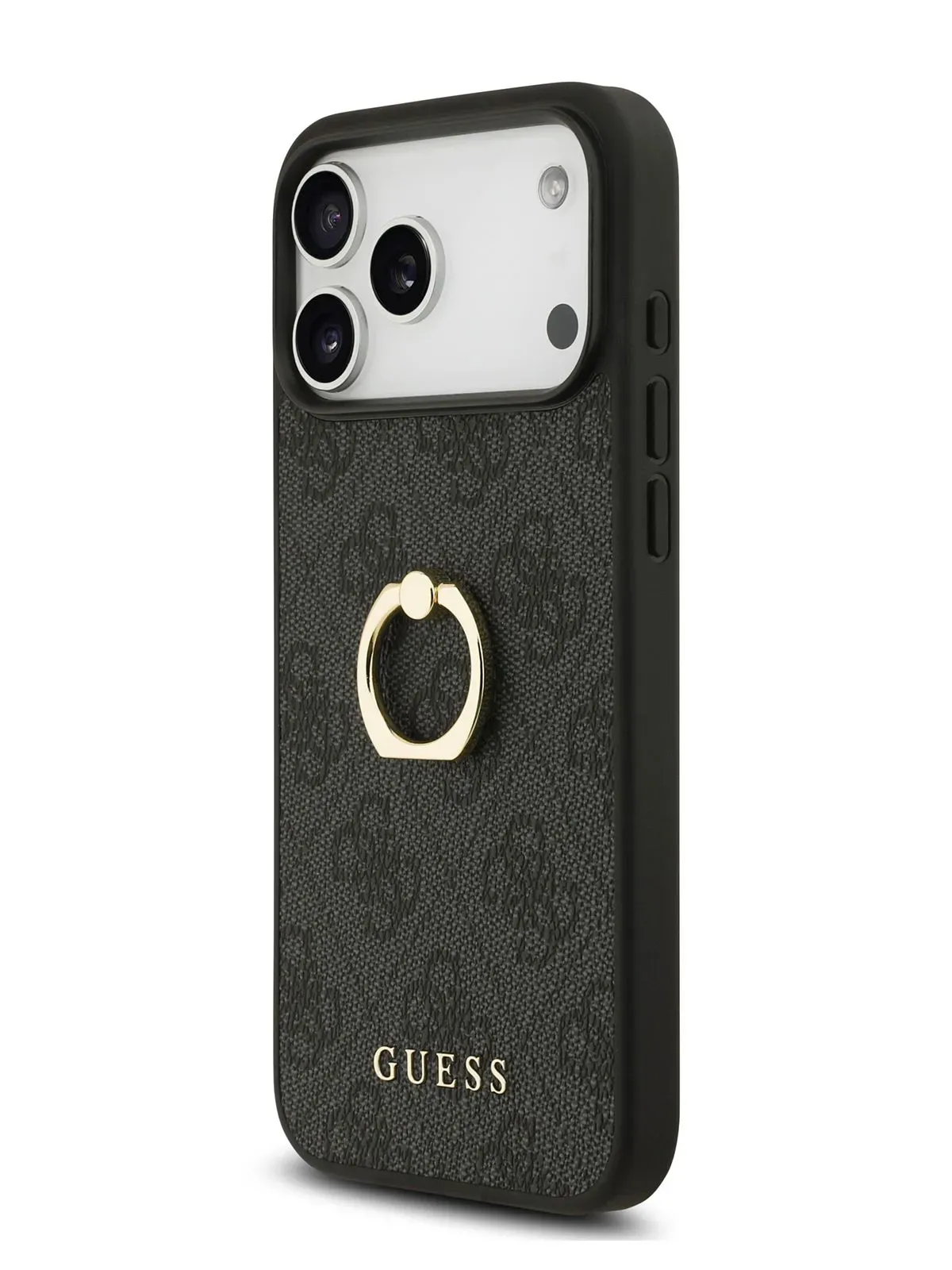Чехол Guess на iPhone 17 Pro, Leather Ring, черный, с металлическими кольцом держателемphoto2