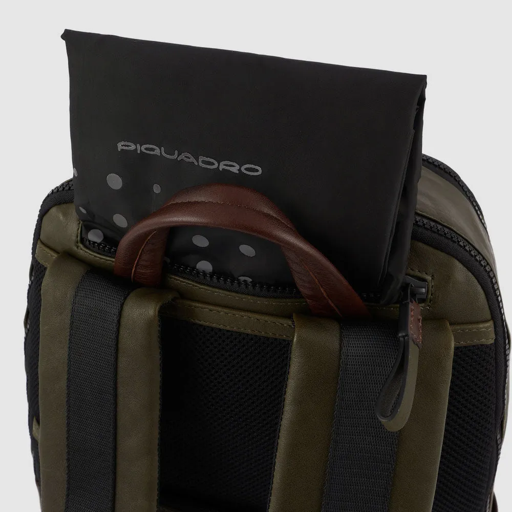 Кожаный рюкзак для ноутбука 15,6" с чехлом от дождя Piquadro CA5676AP/VETM, зелёныйphoto3