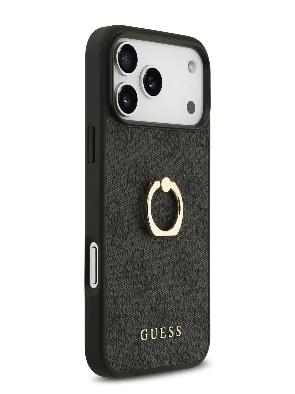 Чехол Guess на iPhone 17 Pro, Leather Ring, черный, с металлическими кольцом держателемphoto0