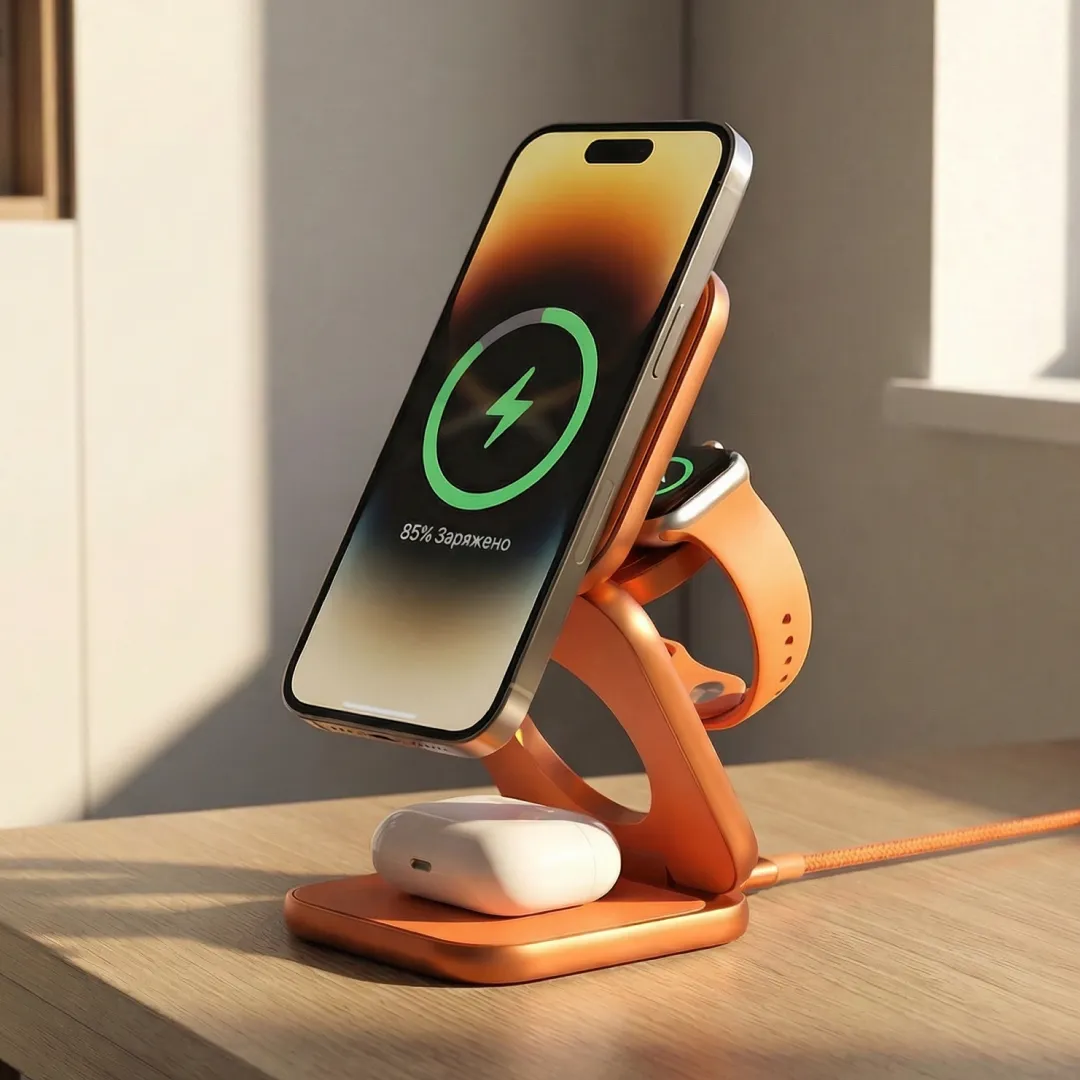 Складное беспроводное зарядное устройство 3 в 1 Magssory Fold Ultra для Apple Orangephoto10