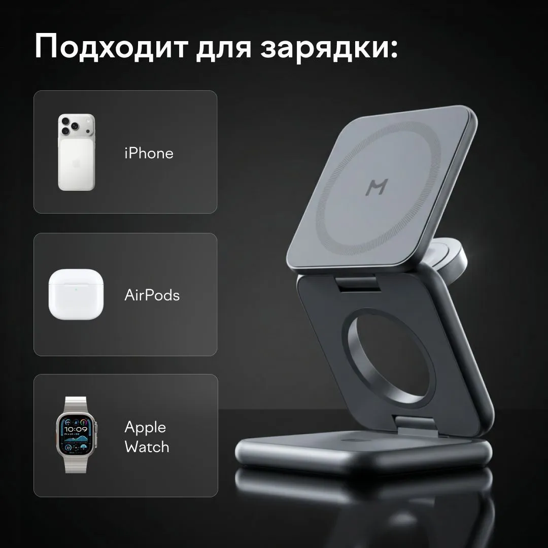 Зарядная станция Magssory Fold Pro 3 в 1 Midnightphoto12