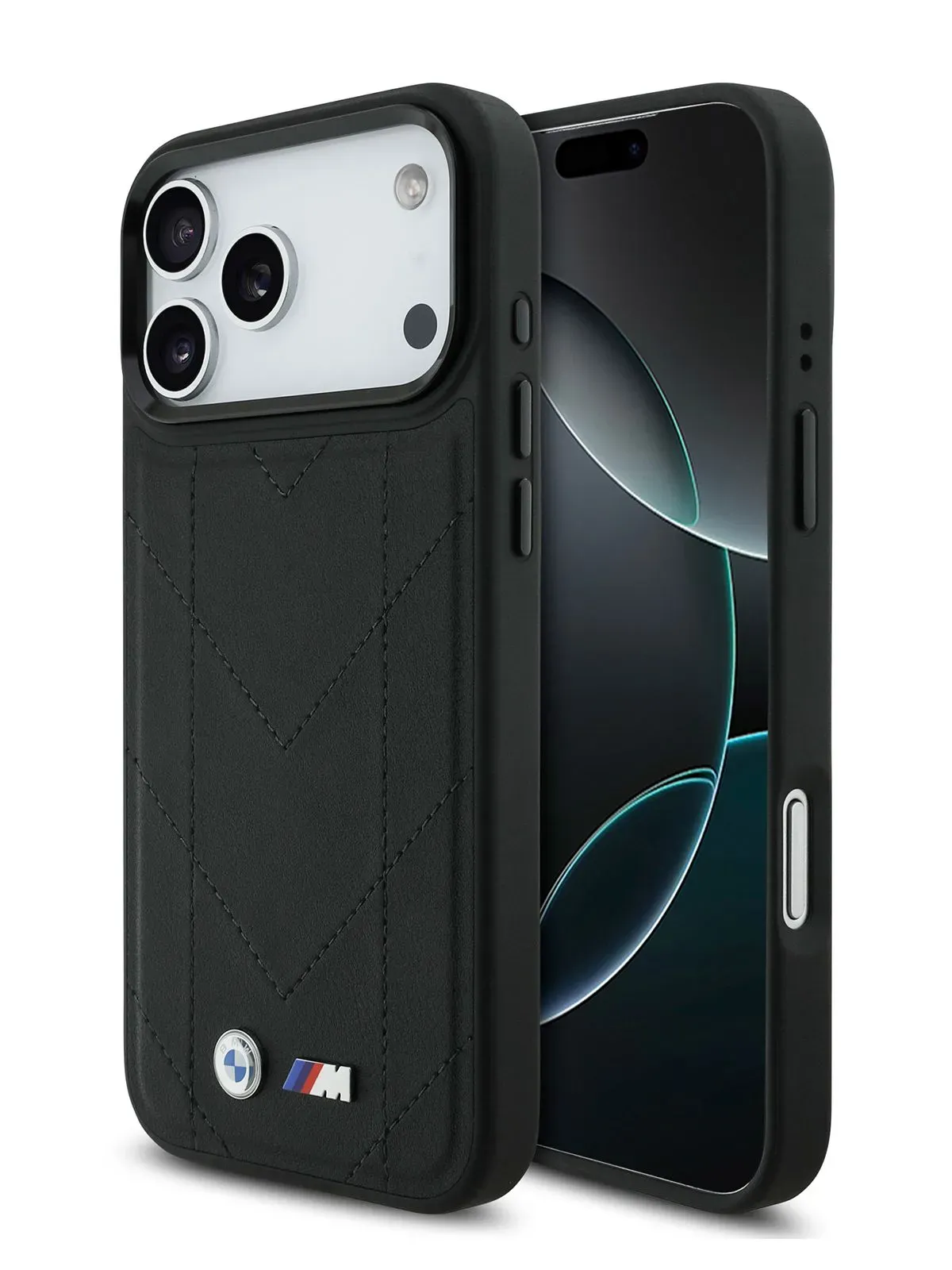 Чехол BMW на iPhone 17 Pro Max, PU Quilted MagSafe, из стеганой экокожи, с металлическим логотипом и рамкой для камеры, M-series, черныйphoto4
