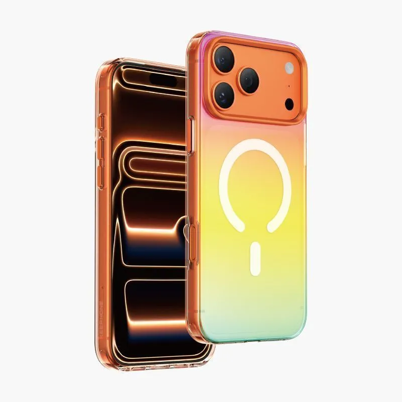 Чехол защитный KEEPHONE RAINBOW для iPhone 17 Pro Max / iPhone 18 Pro Max, градиентный сияющий оранжевыйphoto0