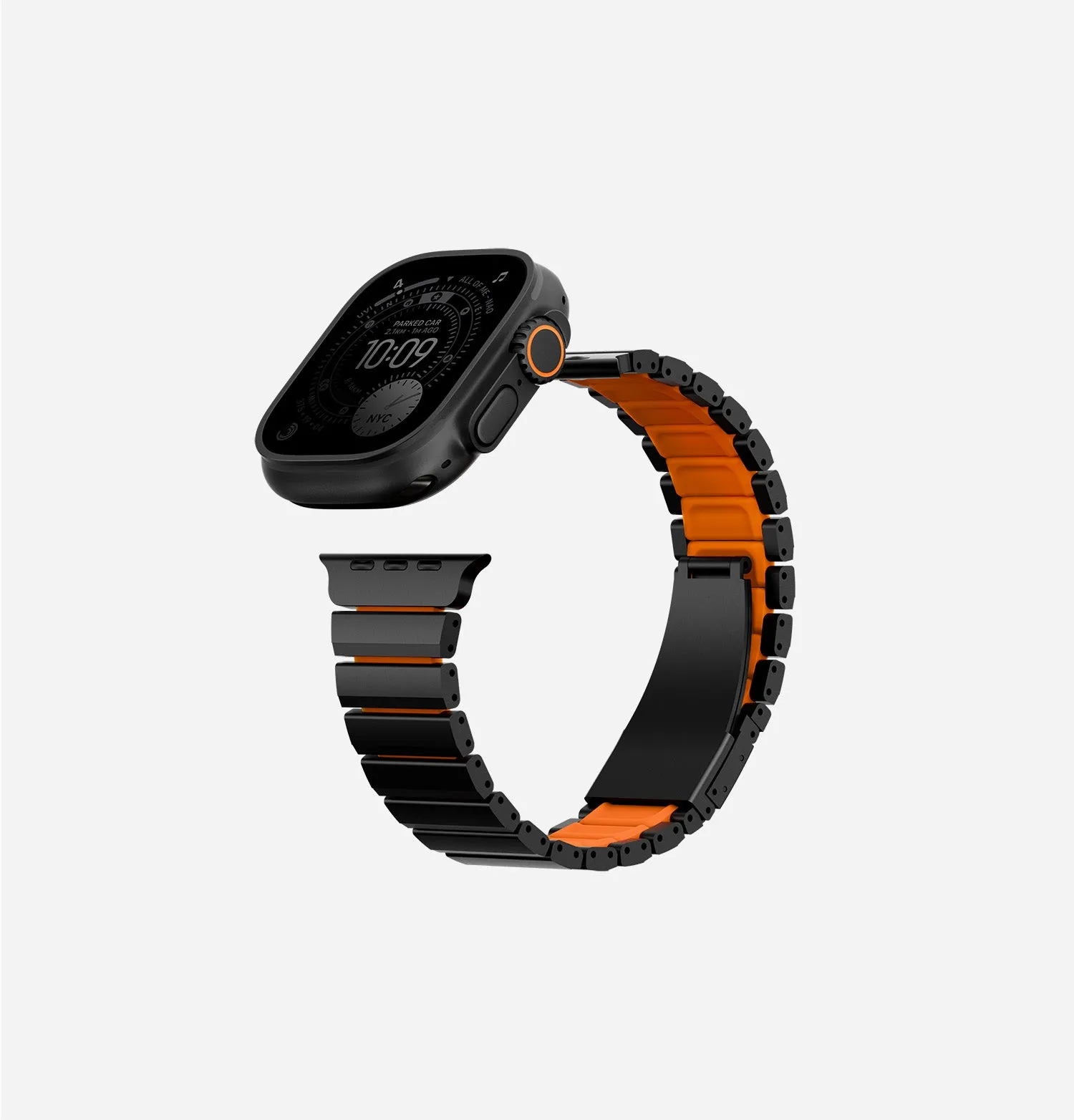 Ремешок UNIQ Strova Flex для Apple Watch 49/46/45/44 мм, черный / оранжевый (Midnightblack Voltorange)photo7