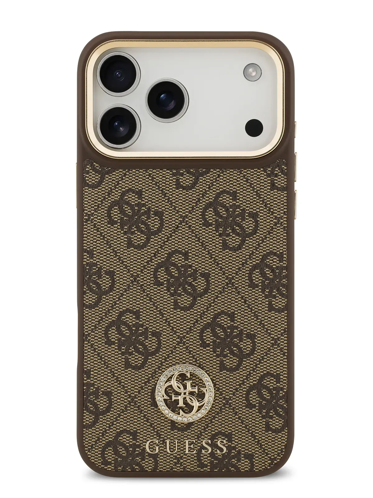 Чехол Guess на iPhone 17 Pro Max,  Leather, MagSafe, коричневый, Diamondphoto1