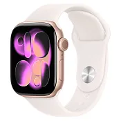 Apple Watch Series 11, 42 мм корпус из алюминия цвета Розовое золото, спортивный ремешок цвета Светлый румянец