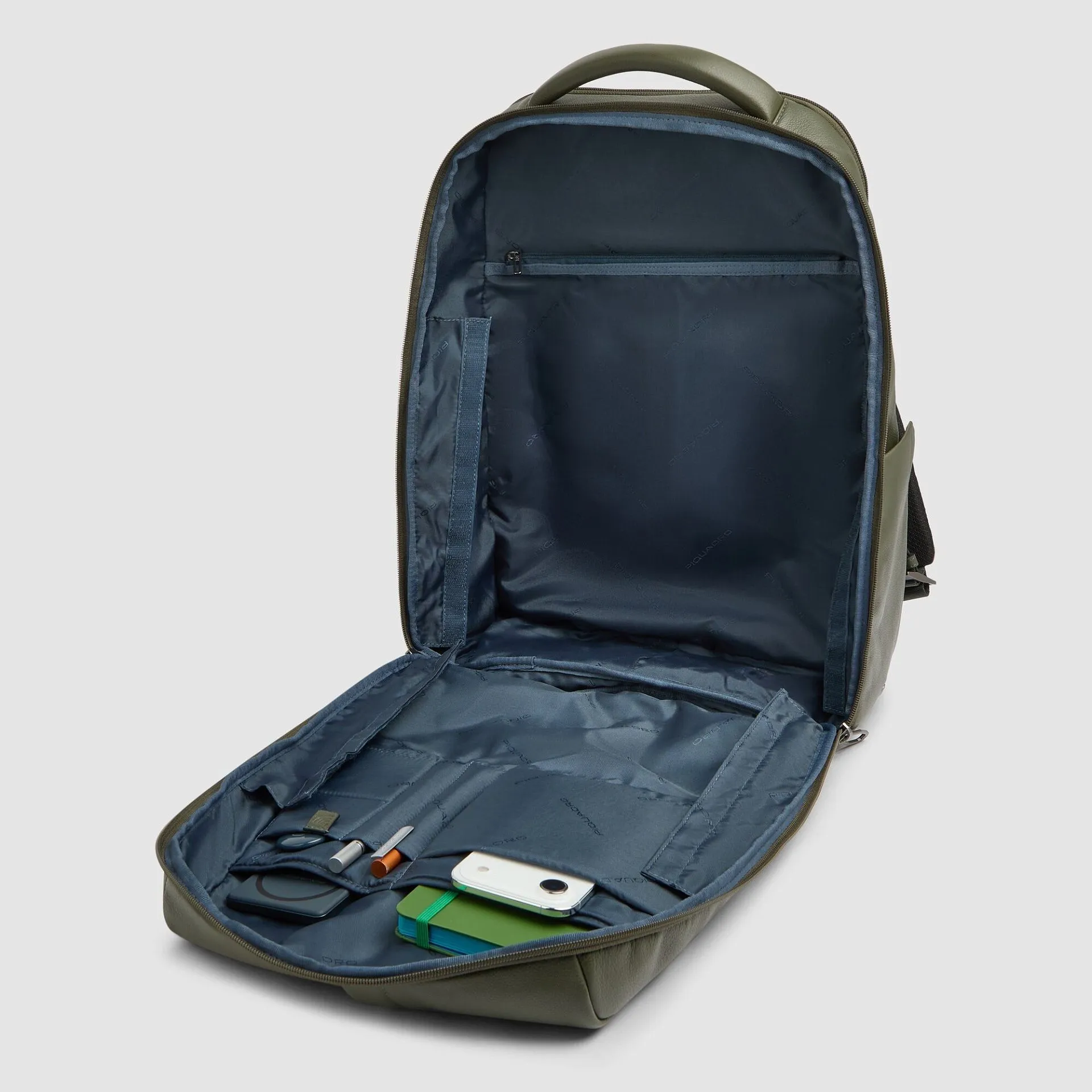 Кожаный рюкзак для ноутбука 15,6" с RFID-защитой Piquadro CA6767W137/VE3, зелёный - 3photo4