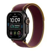 Apple Watch Ultra 4, 49 мм корпус из титана черного цвета, ремешок Trail бордового цвета