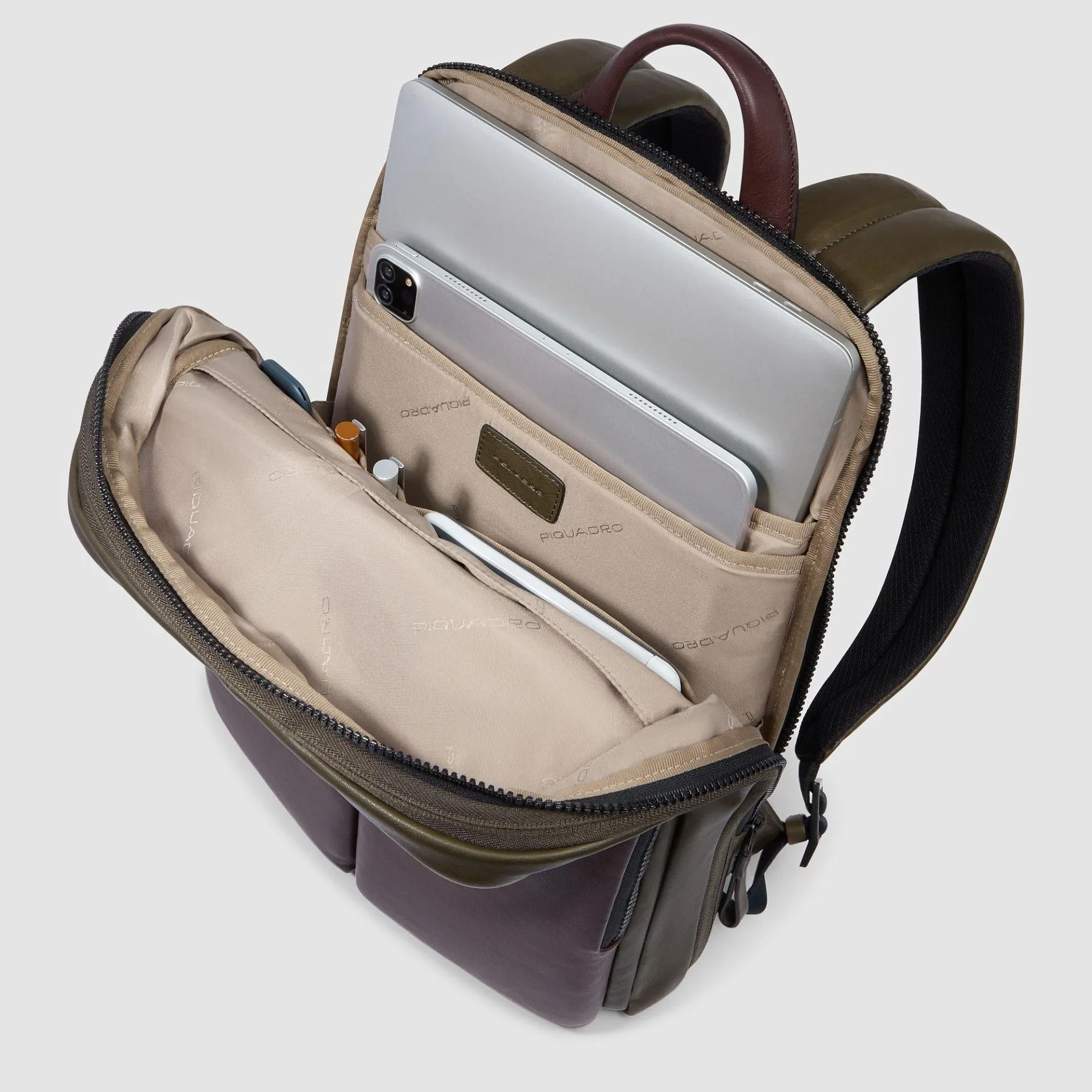 Расширяемый кожаный рюкзак для ноутбука 14" Piquadro CA6311AP/VETM, зелёныйphoto3