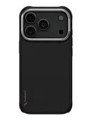 Чехол Uniq на iPhone 17 Pro Max, KEVA MagSafe, ударопрочный из кевлара, с алюминиевой защитой камеры, матовый под карбон, черный
