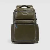 Кожаный рюкзак для ноутбука 15,6" со стальным тросом Piquadro CA6592B2BM/VE, зелёный