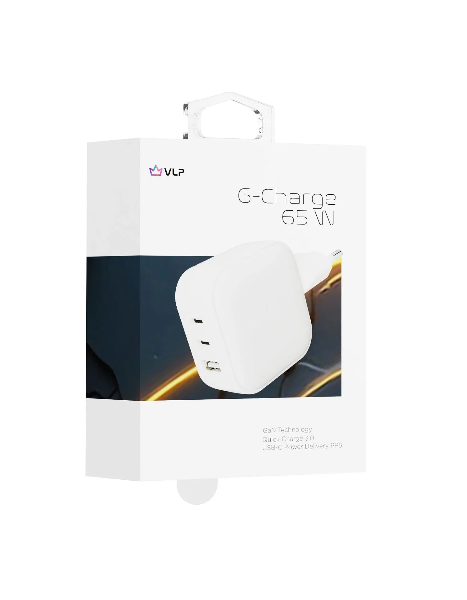 Сетевое зарядное устройство VLP G-Charge 65Вт USB-C+USB-C+USB-A, PD, QC, белыйphoto3