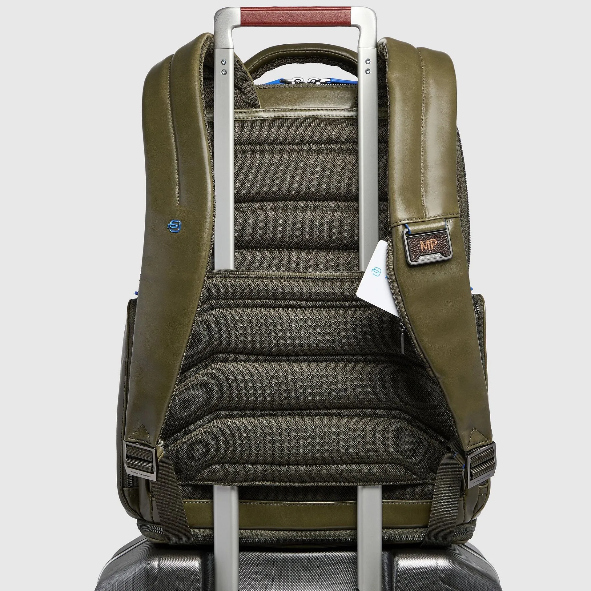 Кожаный рюкзак для ноутбука 15,6" со стальным тросом Piquadro CA6592B2BM/VE, зелёныйphoto2
