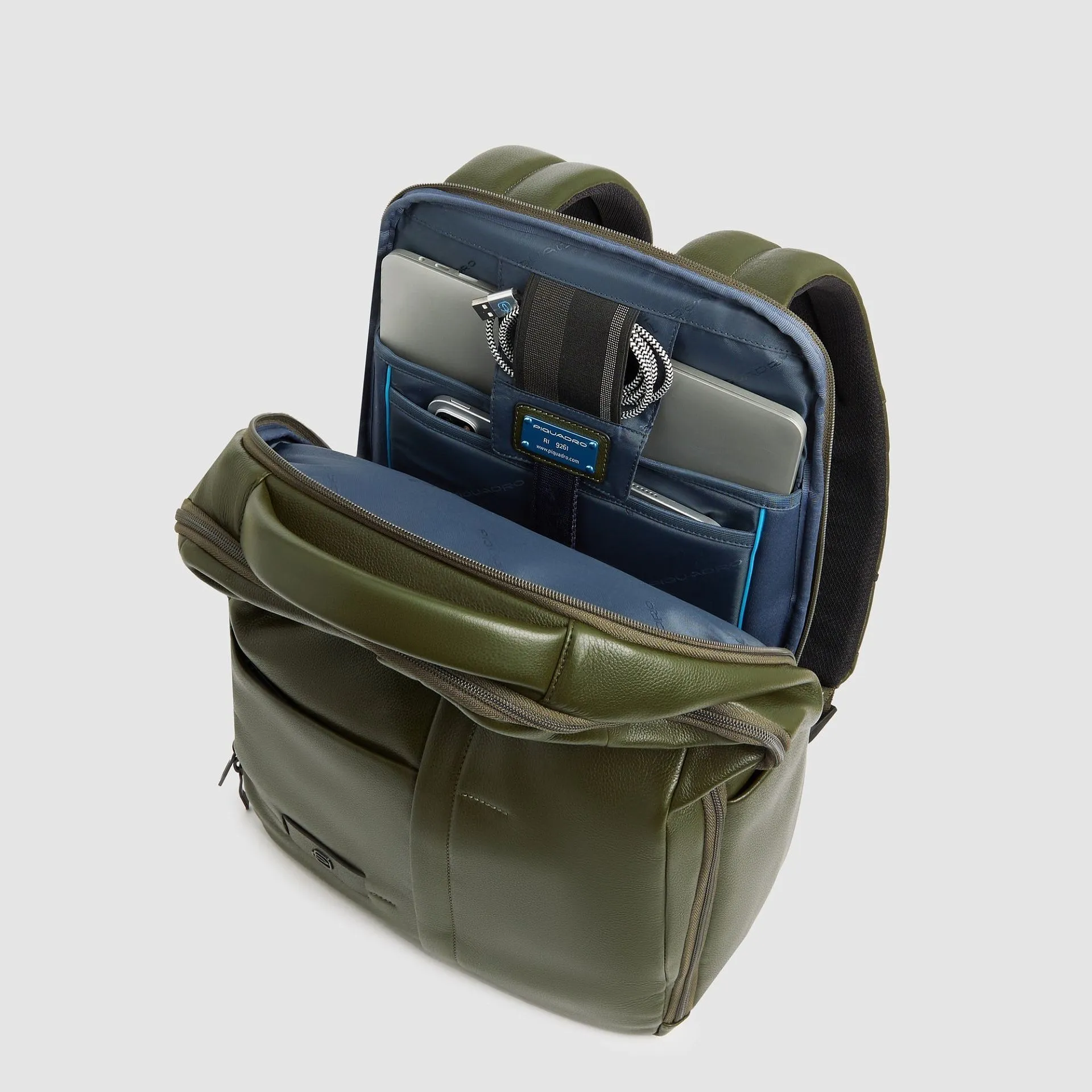 Кожаный рюкзак для ноутбука 14" Piquadro CA6765W137/VE2, зелёныйphoto3