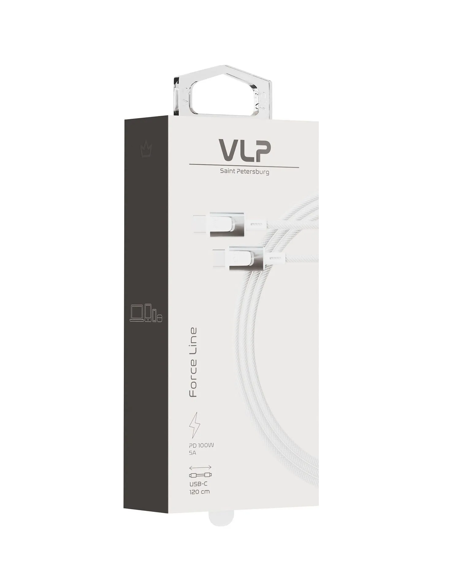 Дата-кабель VLP Force Line 100W USB-C + USB-C, 1.2m, белыйphoto6