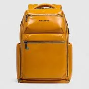 Кожаный рюкзак для ноутбука 15,6" со стальным тросом Piquadro CA6592B2BM/G, жёлтый