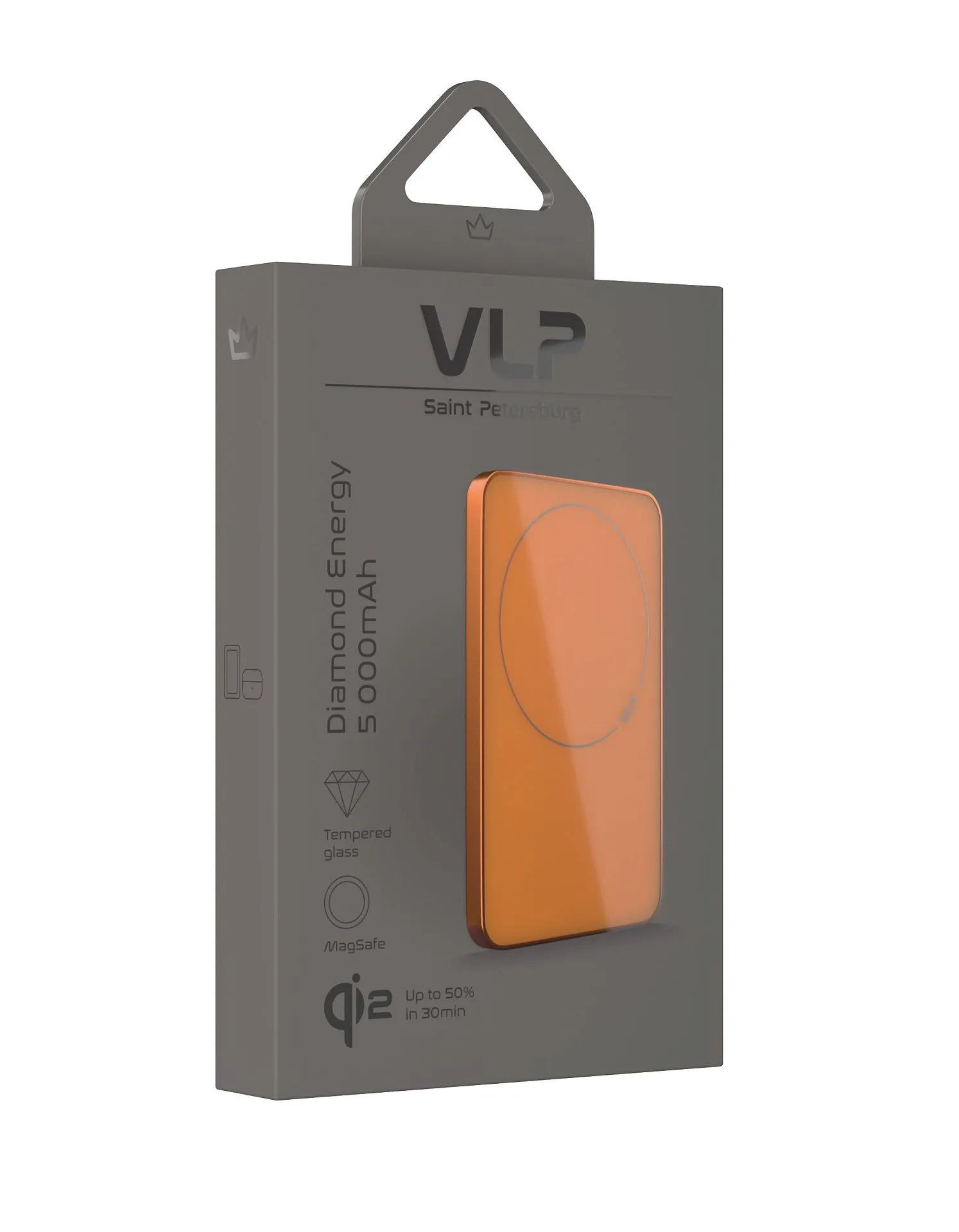 Аккумулятор внешний VLP Diamond Energy MagSafe, Qi2, 5000 mAh, 3A, USB-C, космический оранжевыйphoto5