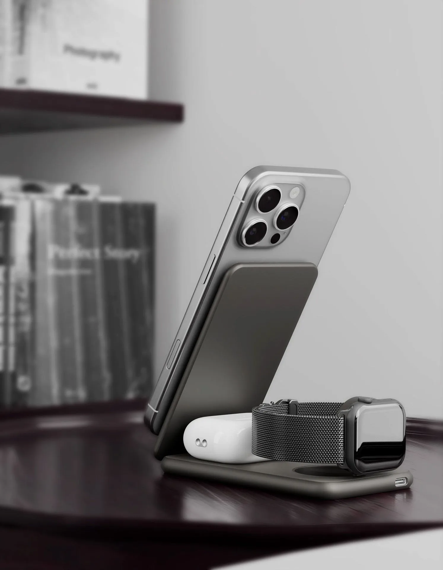 Беспроводное зарядное устройство VLP Alum Power Pro для Apple, натуральный титанphoto7