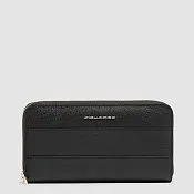 Женский кожаный кошелёк на молнии, 11 карт, защита RFID Piquadro PD1515W140R/N, чёрный