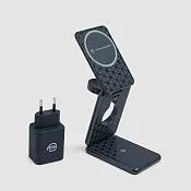 Зарядная станция 3 в 1 MagSafe 15 Вт с адаптером GaN Piquadro AC6721BM/GR, серый